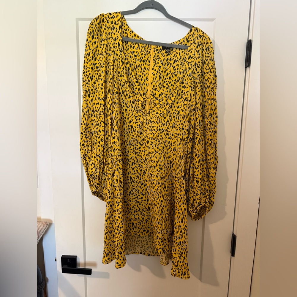 AFRM Yellow Leopard Print Dress